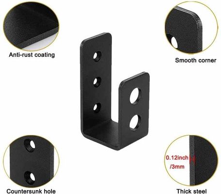 OEM Custom Schwarz Pulver beschichtet Stamping Metall U Form Tür Barrikaden Halterungen