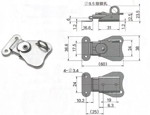 Anpassungsfähige Überwachungsausrüstung Hardware aus 304 Edelstahl Schließbare Schmetterlingsschalter Schlösser